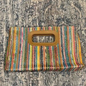 Womens’s multicolor woven convertible clutch handbag NWOT
